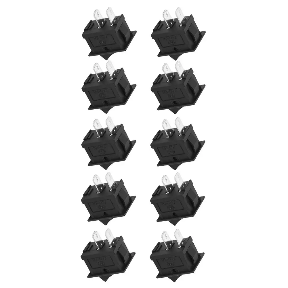 10PC 2-Pin On/Off Rocker Switch - Black Plastic Industrial Accessory