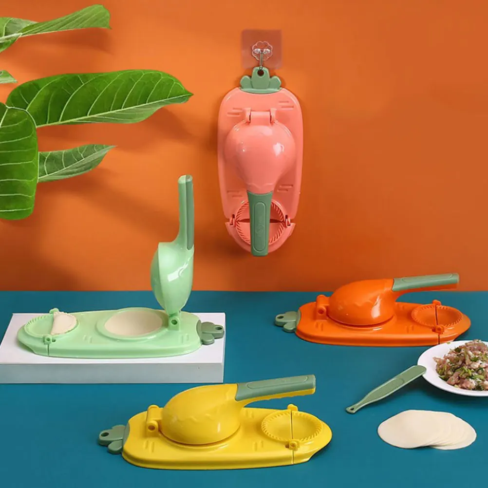 

2 Sets Bright Yellow Pink Dumpling Skin Maker Presser Kitchen Gadget Easy Clean Home Restaurant Use Safe Material Long