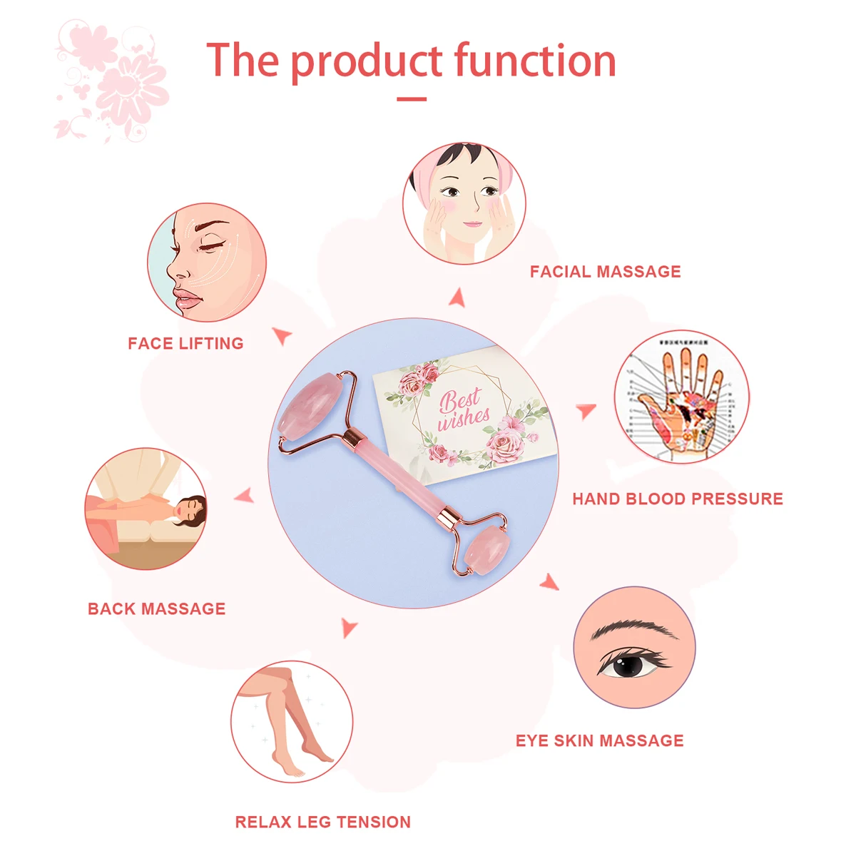 フェイシャルケアに使用されるクォーツジェイドローラー,フェイシャルケア,肌触り,美容,しわの軽減,しわの軽減,リラックス,1個