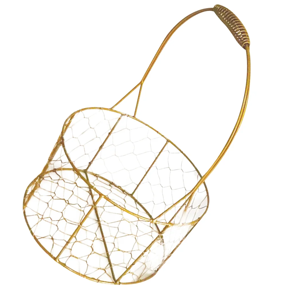 

Wrought Iron Storage Basket Wicker Gold Wire Decor Decoration Tinsel Wedding Flower Baskets Large Decorate