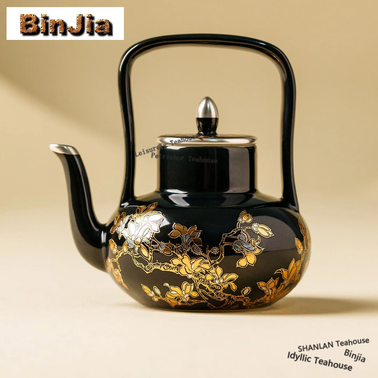 

152ml Gilt Silver Golden Branch Magnolia Teapot Elegant Tea Infuser Pot Tea Brewing Kettle With Filter Puer Tableware Ornaments