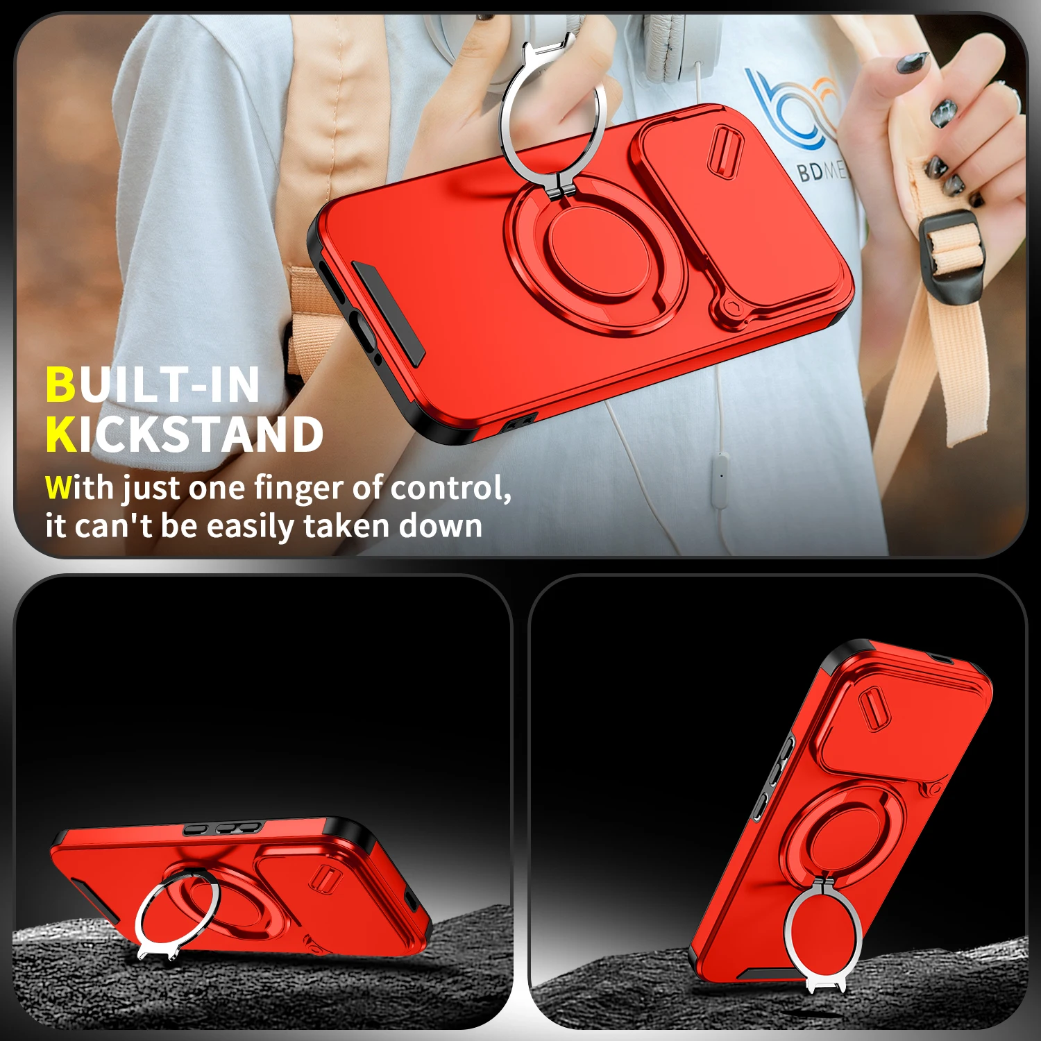 Lens Slide Cover For Xiaomi Redmi K90 Pro Max Ring Stand Built-in Magnetic Car Mount Case For Poco F8 Ultra 5G Camera Protection - view 6