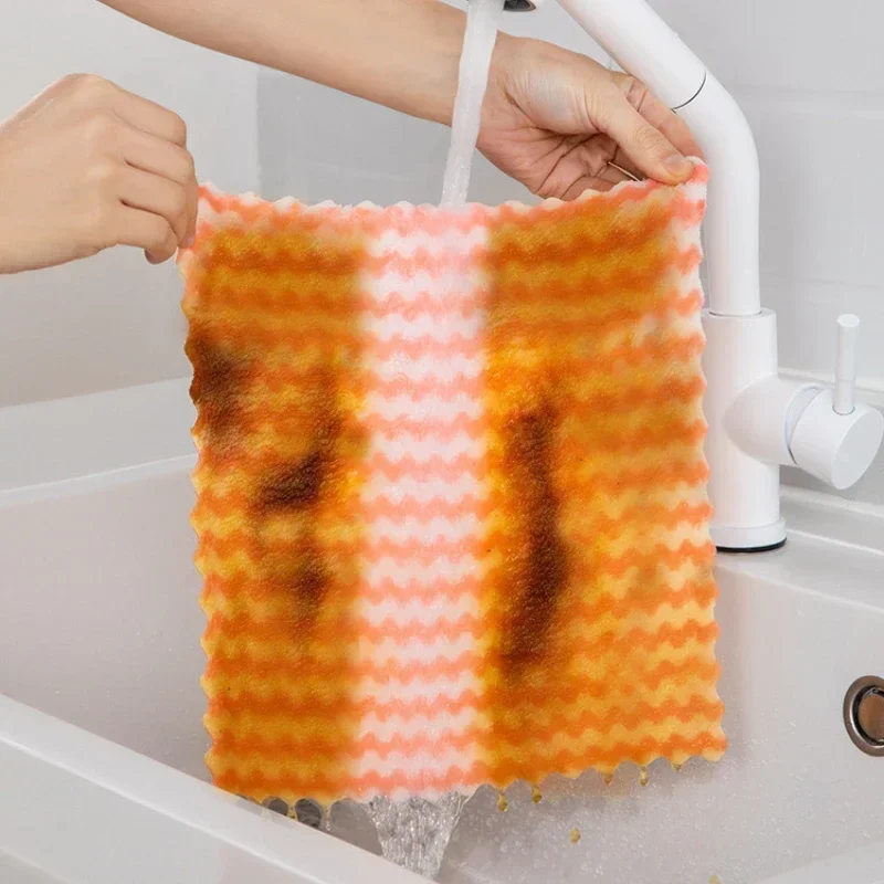 Wavy Dishcloth Rag Absorbing Water Is Not Easy To Lose Hair Housework Cleaning Kitchen Supplies Lazy Rag Degreaser Towel