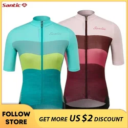 Santic Women Cycling Jersey Short Sleeve Breathable Summer MTB Road Bike Cycling Clothing Tops Racing Jersey Bicycle Asian Size