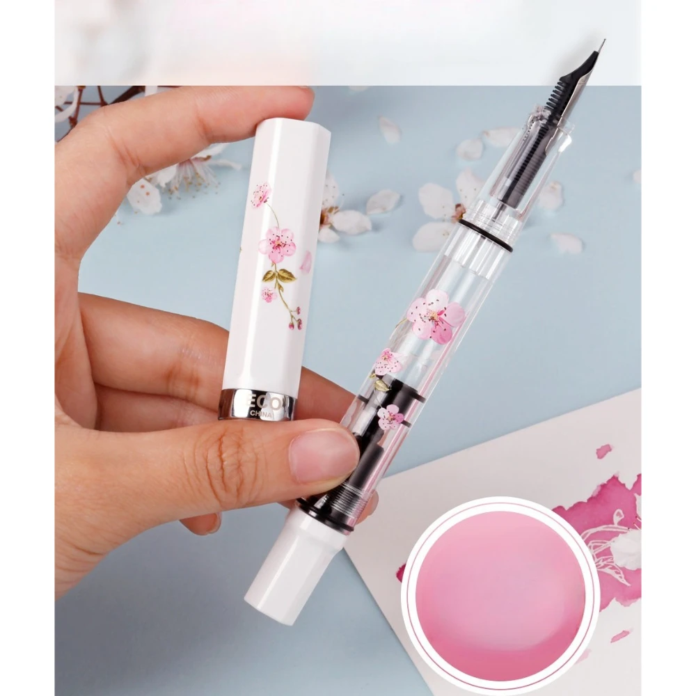 TWSBI ECO Sakura Limited Edition Piston Filling Fountain Pen Transparent White Cherry Blossom Calligraphy Practice Pens
