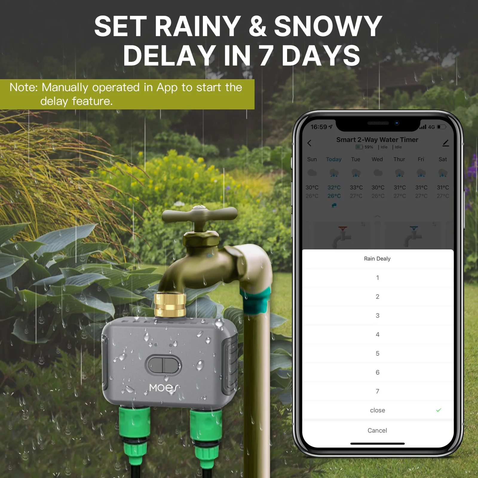 MOES Bluetooth Value Smart Garden Sprinkler Water Timer by 2 Way Rain Delay Filter Programmable Automatic Irrigation Controller image 3
