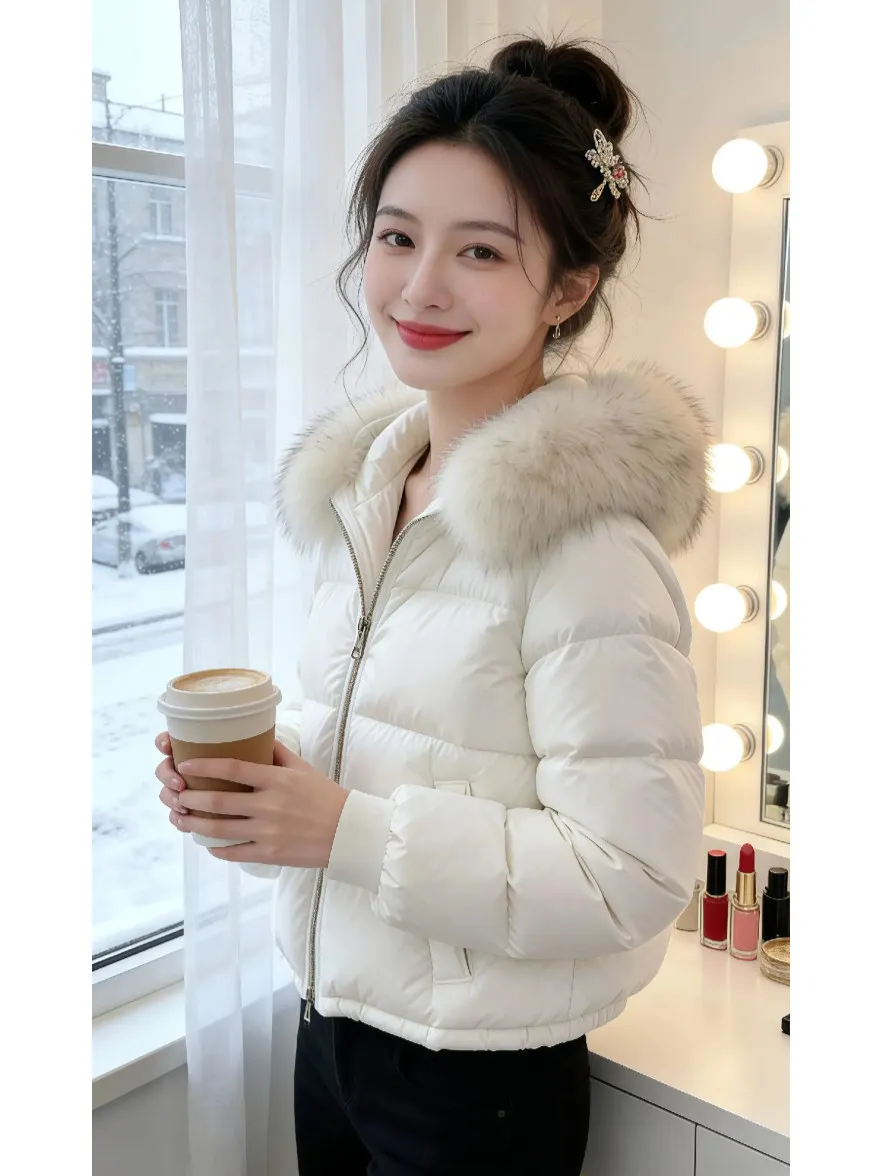 

Женская утепленная куртка-пуховик с воротником-стойкой, осенне-зимняя, новый дизайн, корейский стиль, свободный крой, хлопок