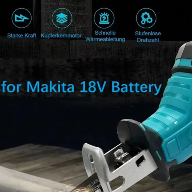 Cordless Reciprocating Saw 18V Electric Cutting Tool With LED Light Variable For For Battery Wood Metal Plastic