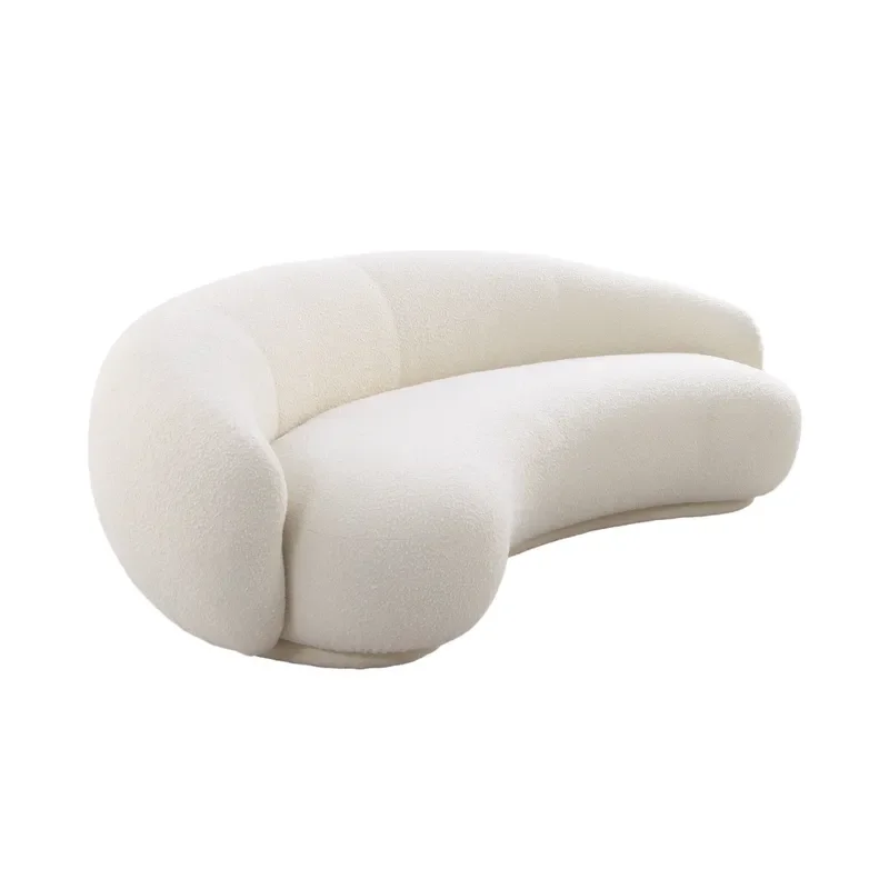 Modern Fabric Set Boucle Nordic Velvet C-Shaped Modular Half Moon Curved Sofa Custom Color Livingroom Apartment