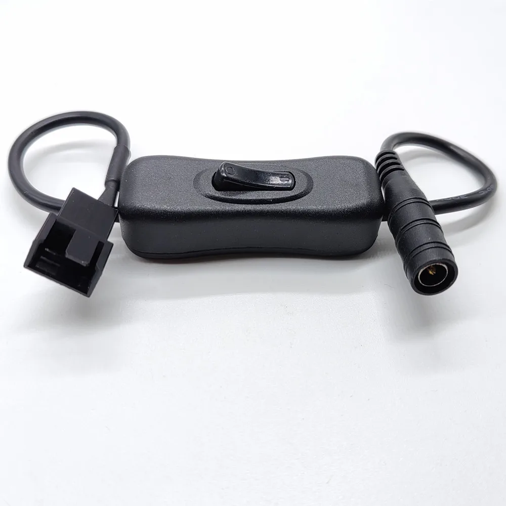 0.3M DC 5.5 x 2.1 mm Female to 12V 4Pin PWM Fan Adapter Power Supply Connector Cable with ON Off Switch