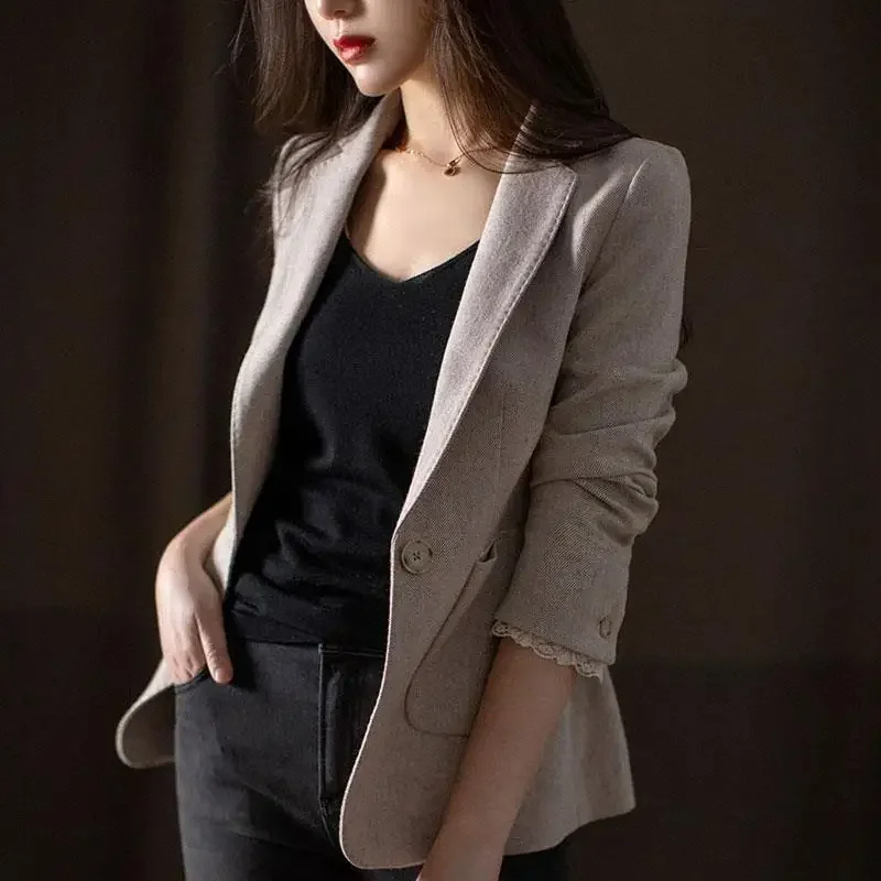 Thin Coats for Women Long Sleeve Jacket Solid Youthful Clothes Trend 2025 Blazer Bring Korean Reviews Many Sale Woman Outerwears