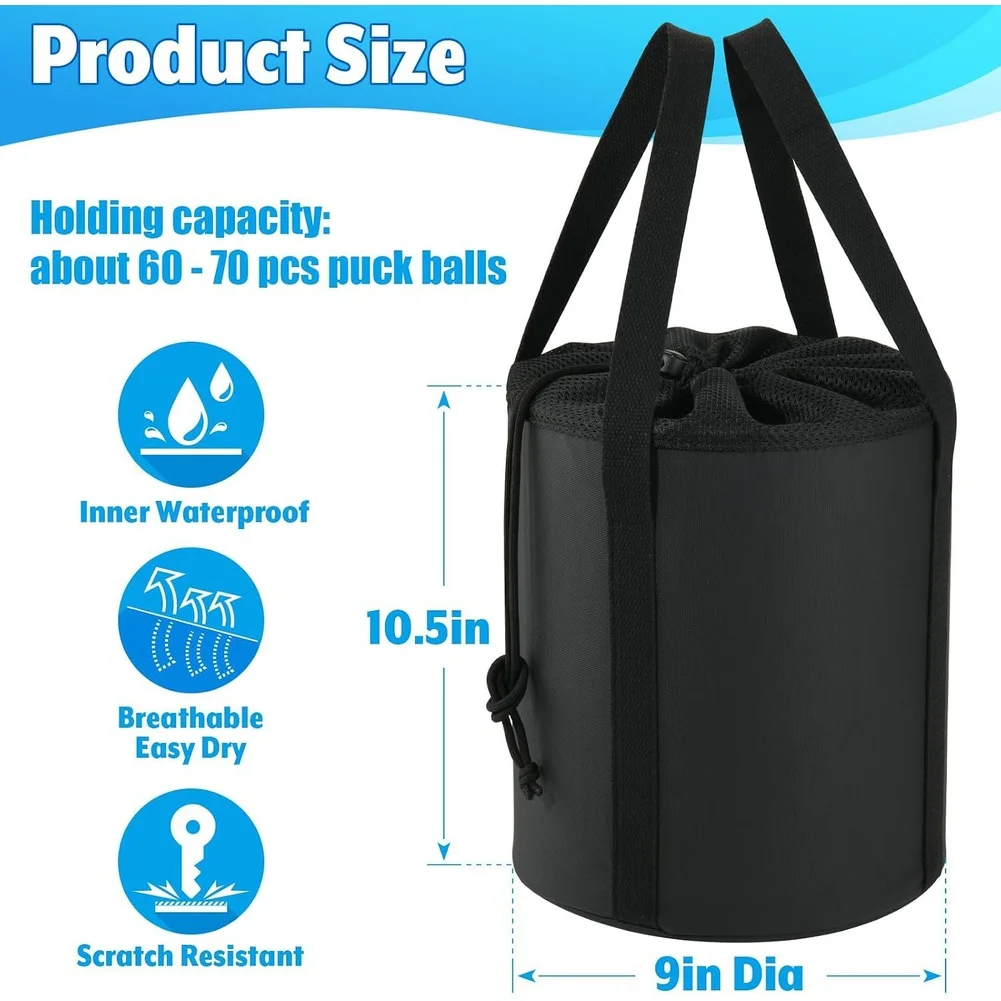 1 Piece Large Capacity Waterproof Hockey Puck Storage Bag With Drawstring Mesh For Ice Hockey Training Equipment Organizer