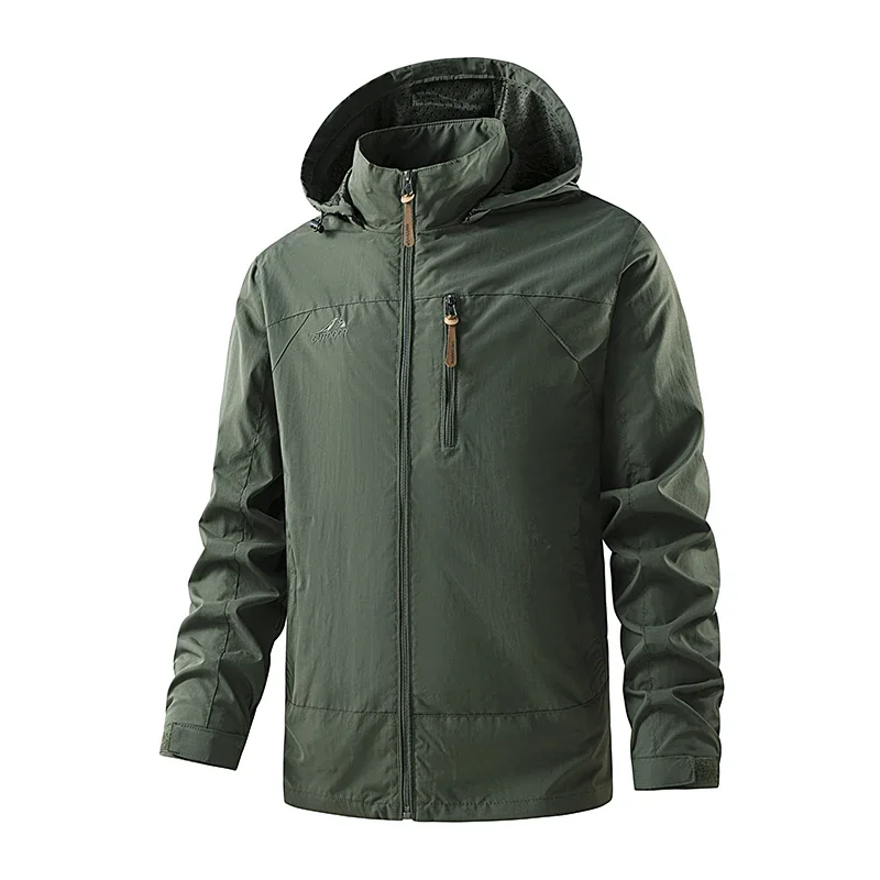 

High Quality Spring Autumn Men's Fashion Casual Jacket Breathable Waterproof Zipper Jacket Climbing Hiking Sport Outwear 7XL