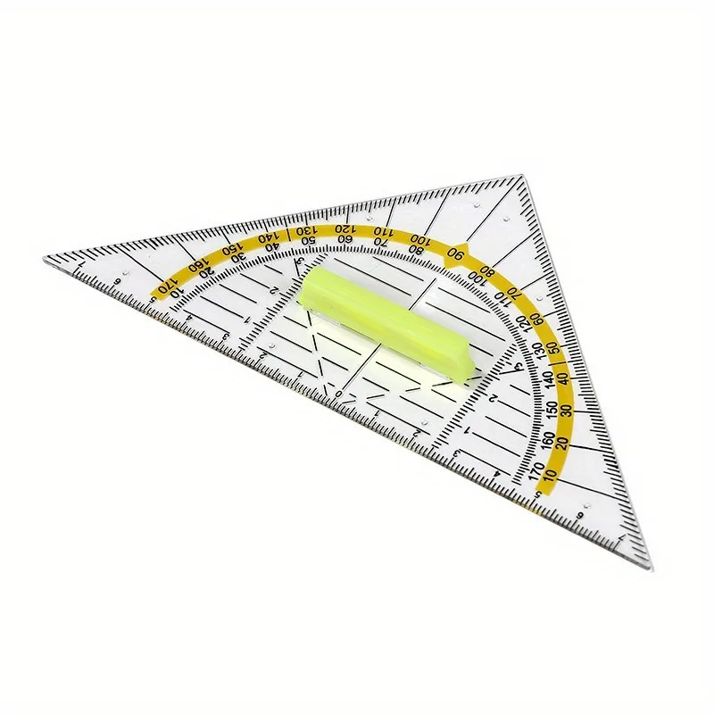 Versatile Measuring Triangle Plastic Ruler Transparent Rrotractor Shatterproof Office Maths School Set Protractor Ruler