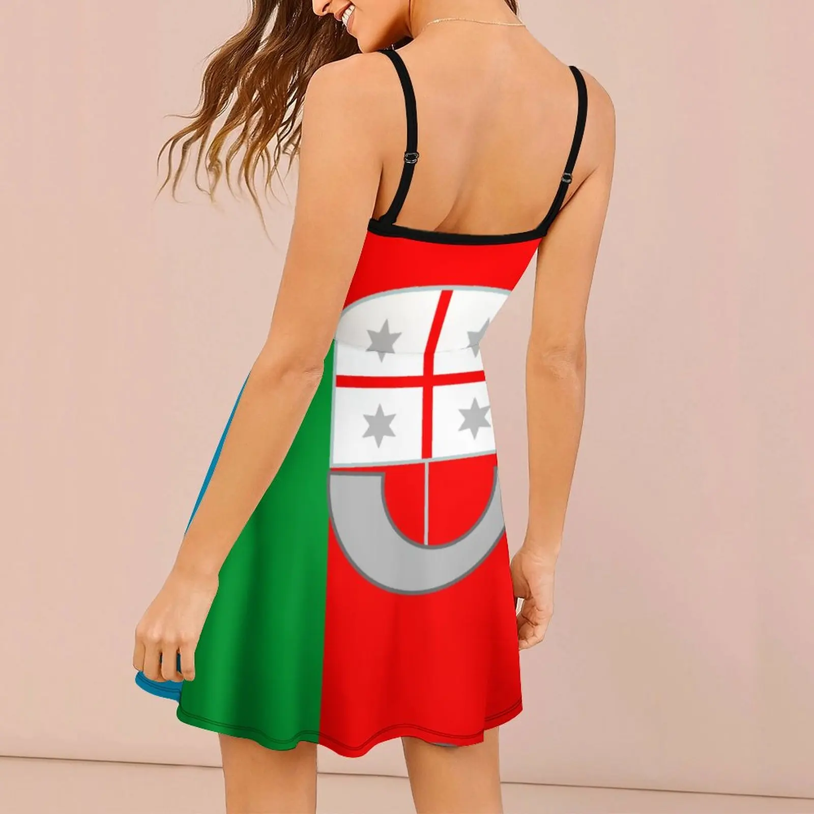 Flag of Liguria Women's Sling Dress Funny Exotic  Woman's Gown Funny Novelty  Parties Suspender Dress