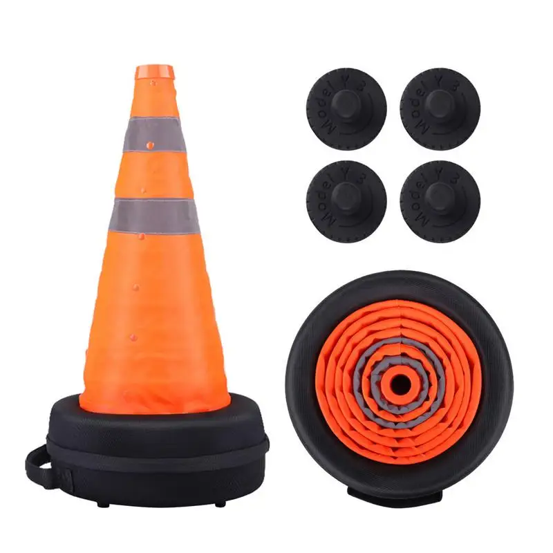 Traffic Cones Oxford Cloth  Foldable Traffic Reflective Safety Cone With LED Lights Multi Purpose Pop Up Reflective Safety Cone