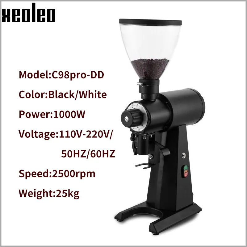 XEOLEO Commercial coffee grinder Electric grinding  maker espresso machine Flat burr milling  1000W 2500rpm