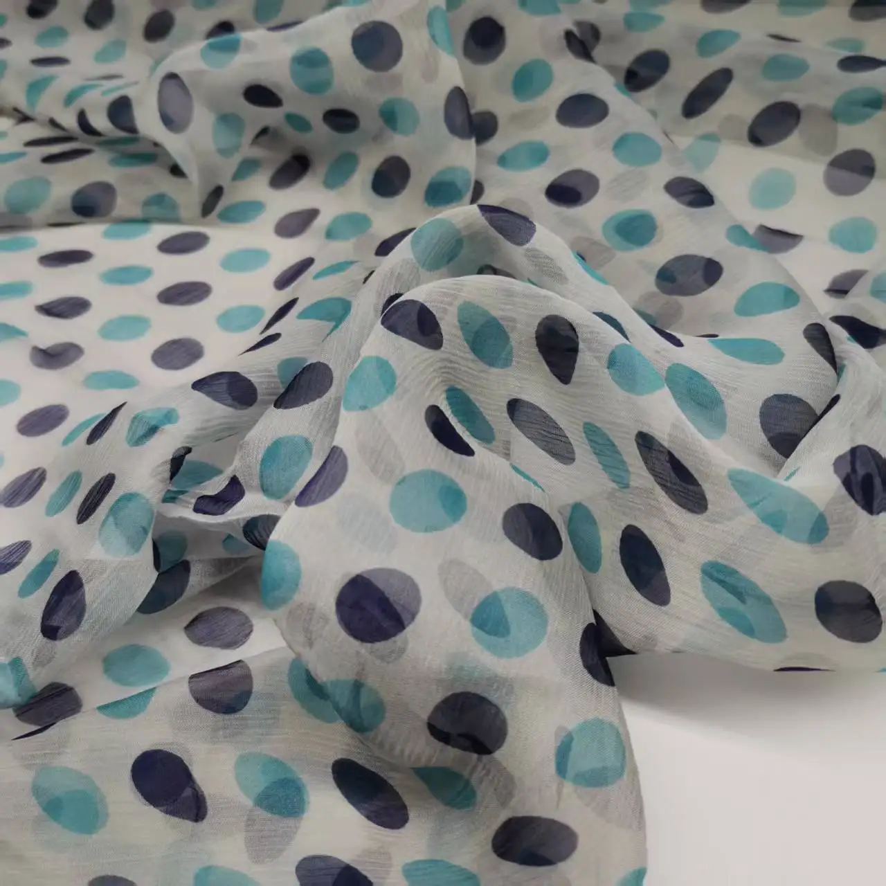 Dot Pure Silk Crepe Chiffon Transparent Gray Fabric Width 135cm Soft 6mm Dress Scarf DIY Sewing Material