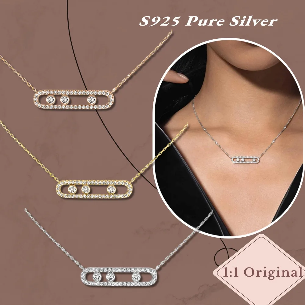 Elegant original BABY MOVE PAVÉ White Gold Diamond Necklace Sterling Silver 925  Luxury woman Jewelry Accessories