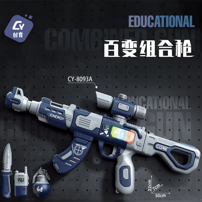 Kids Role Play Transformable Toy Gun Kit Educational Combined Building Toy Set with Various Accessories