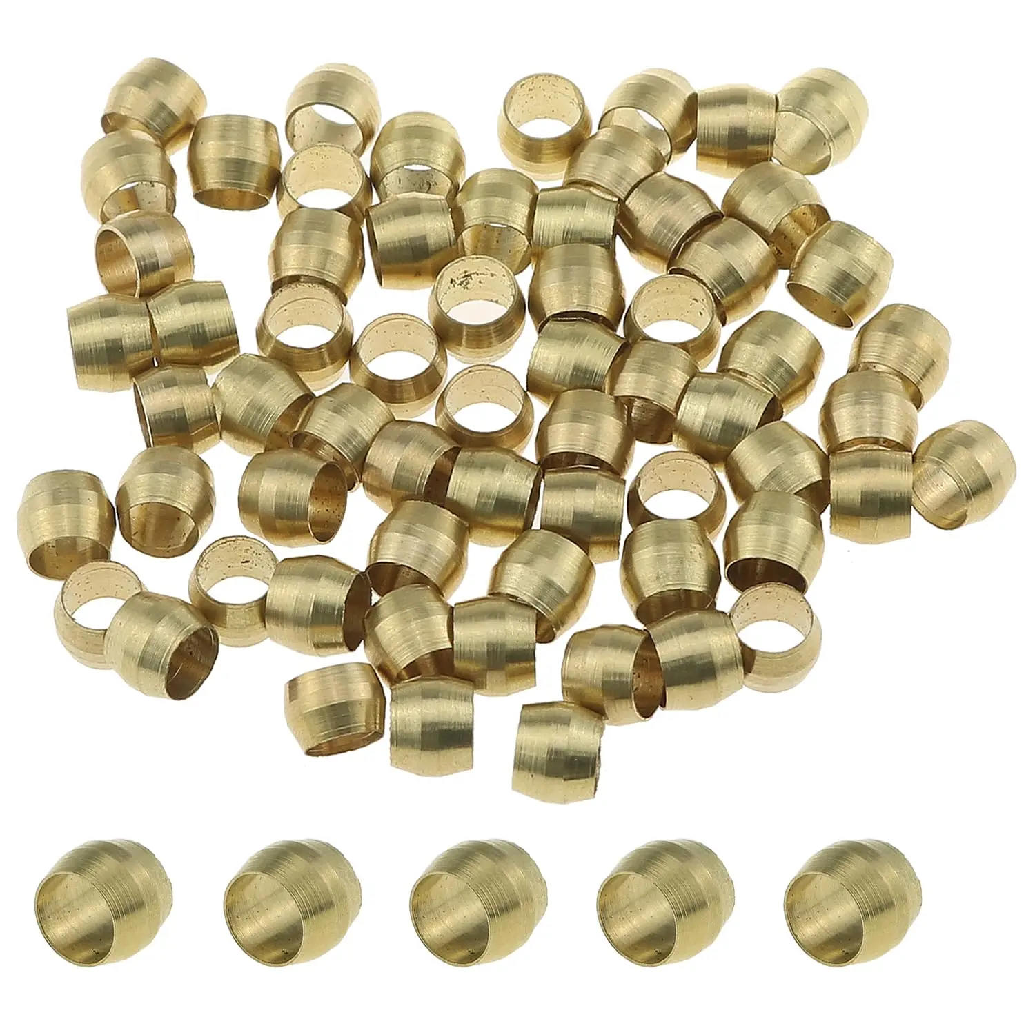 

100PCS Brass Ferrule Sleeve Ferrules Compression Fitting PB-4/6/8 Tube Compression Union Ferrules For Hydraulic and Pneumatic