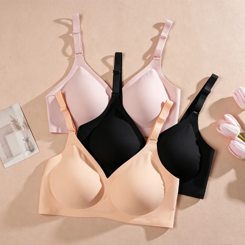 S-3XL Seamless V-neck Bra Wireless Padded Underwear Sexy Removable strap Backless Bralette Lingerie Gathered No Steel Brassiere