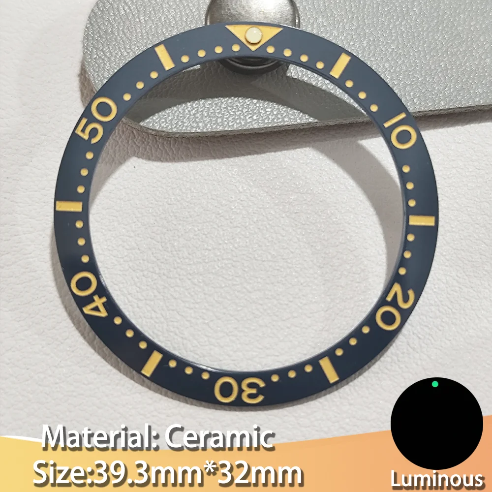 39.3mm Flat Ceramic Bezel Luminous Men's Watch Replacement Watches Accessories Parts Insert Bezels Diving Bezel Ring NH 35