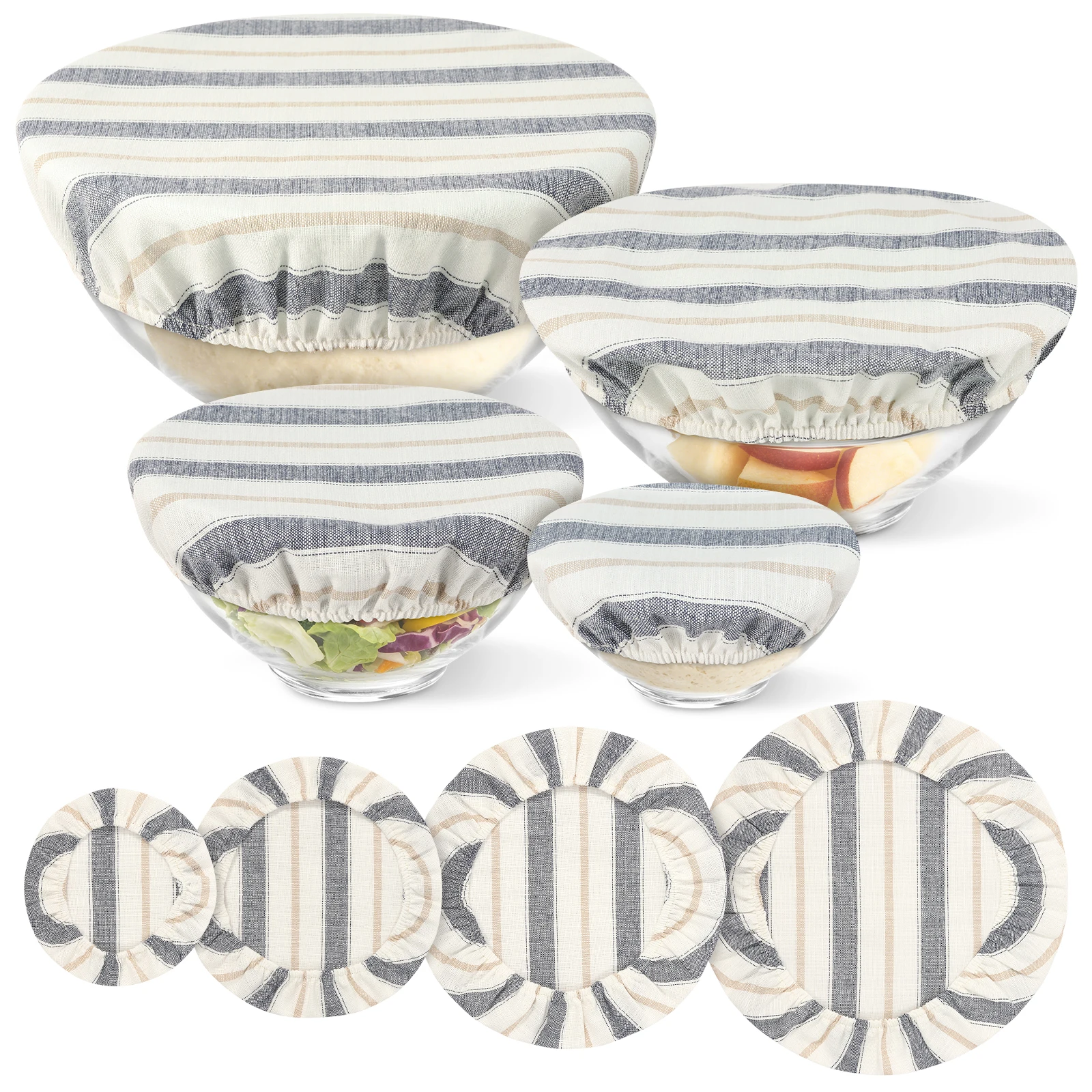 4/2 Stück Stoffschüsselabdeckungen, wiederverwendbare elastische Brotgärabdeckung, tragbare Staubschutzabdeckung für Lebensmittelaufbewahrung, Zubehör für Picknick, Backen zu Hause