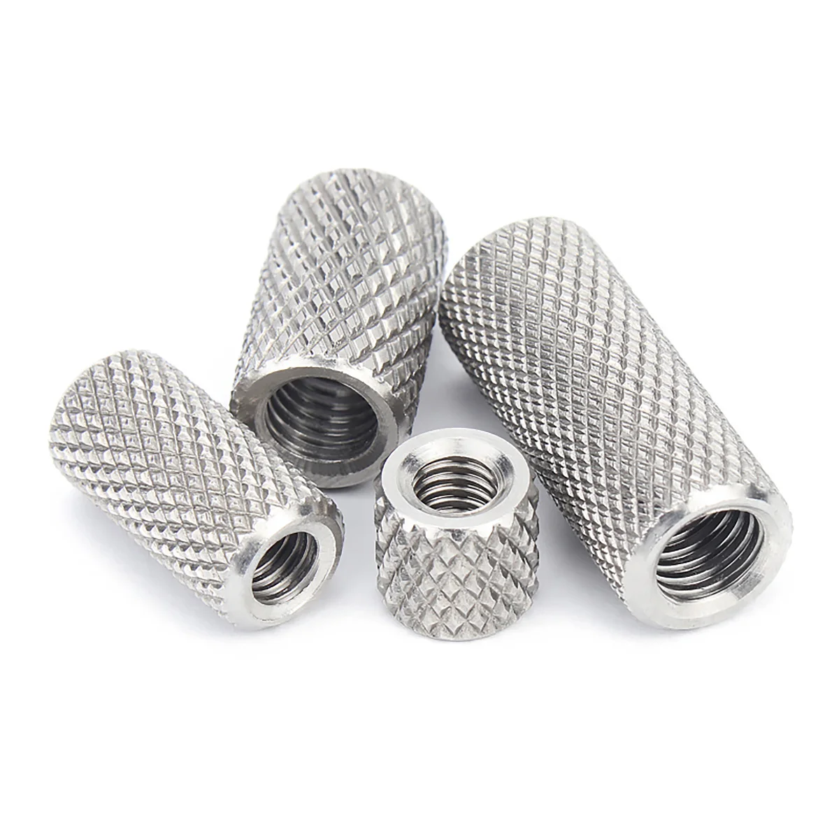 304 Stainless Steel Extended Cylindrical Flat‑Head Knurled Thumb Hand Twist Nut M3‑M16 Assortment Hardware Fastening Fitting