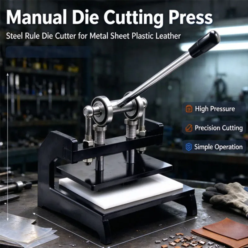 Heavy Duty Manual Punching Machine, Die Cutting Tool with Long Handle, Desktop Cutter for Metal, Plastic and Leather Crafting
