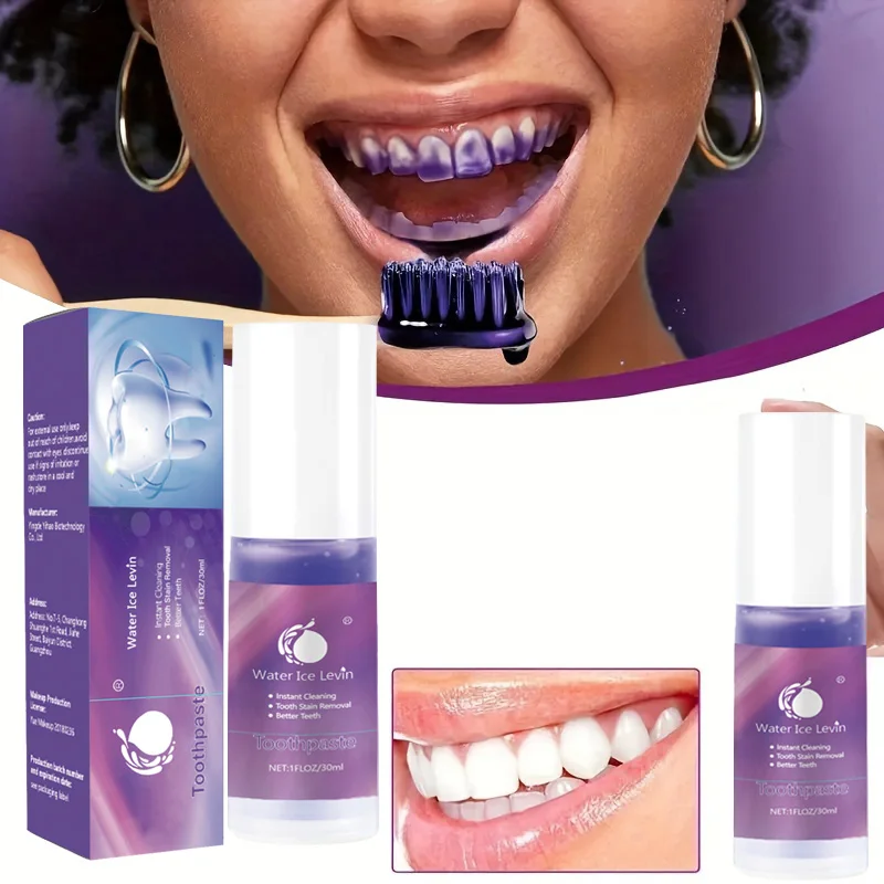 Purple Brighten Whitening Yellow Teeth Toothpaste Foam Cleaning Effective Removing Tooth Stain Oral Cleaning Product