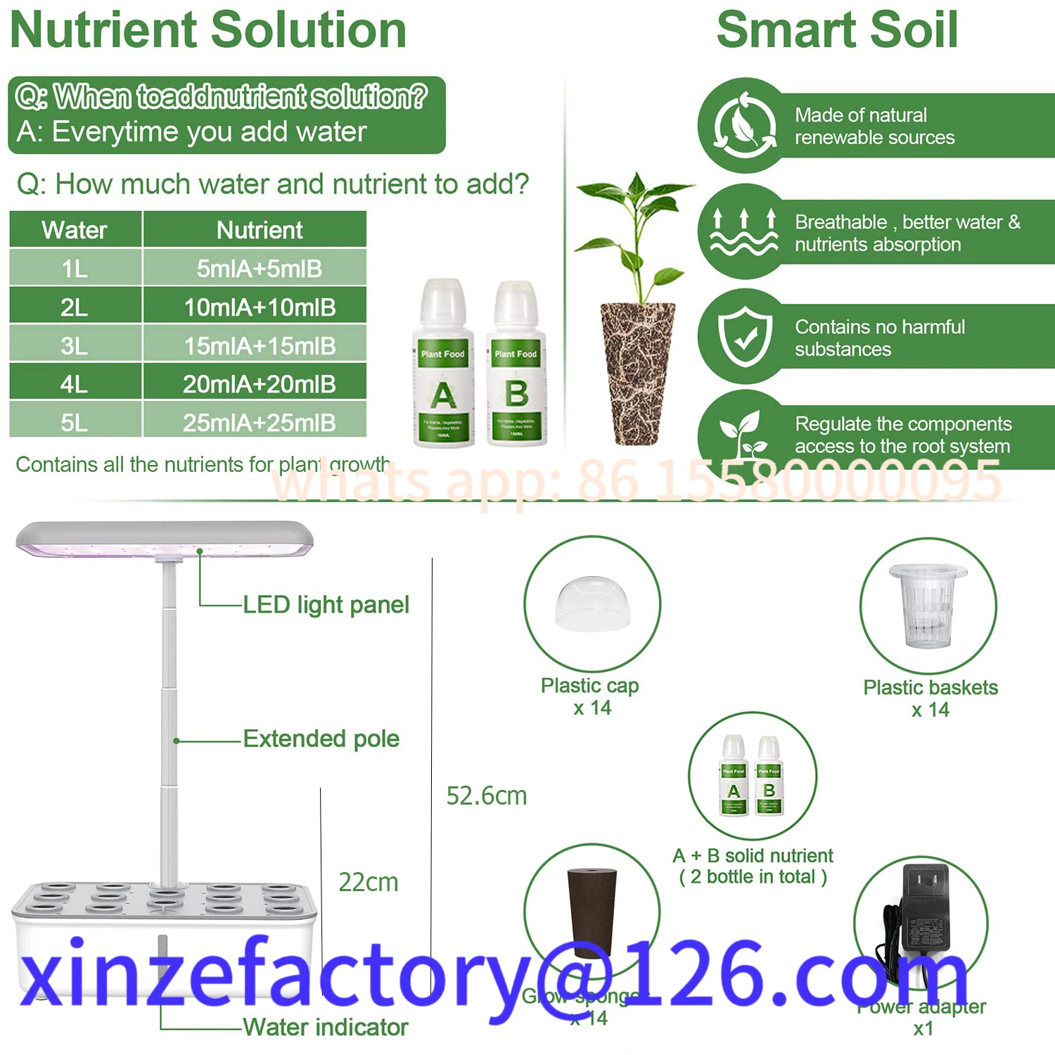 Sistema de cultivo hidropónico Wifi personalizable con luz LED de cultivo, bomba automática, jardinería interior inteligente