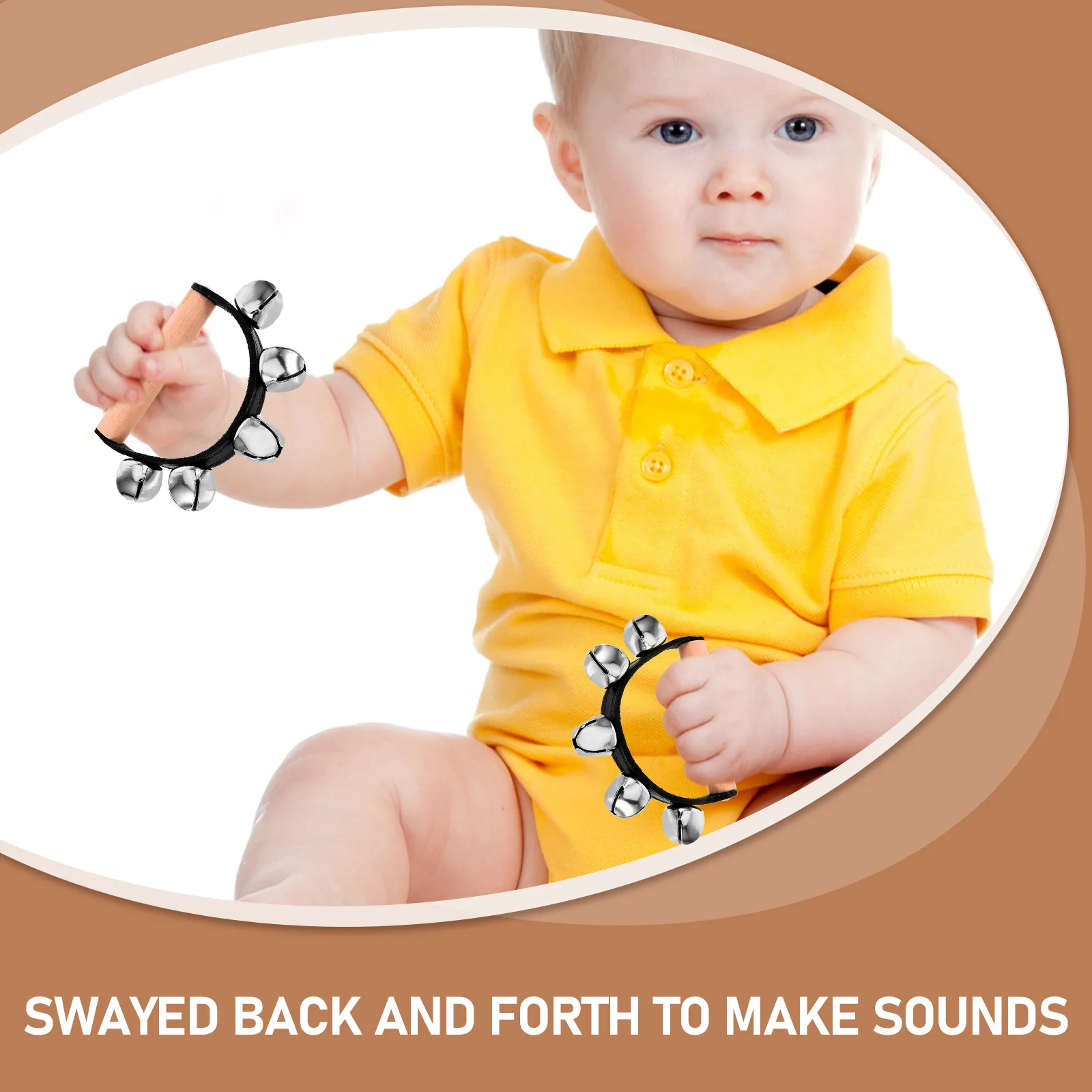 

3Pcs Hand Bell Educational Musical Instrument for Beginners Rhythm Enhancing Music Instrument Performance Wooden Handle Bells
