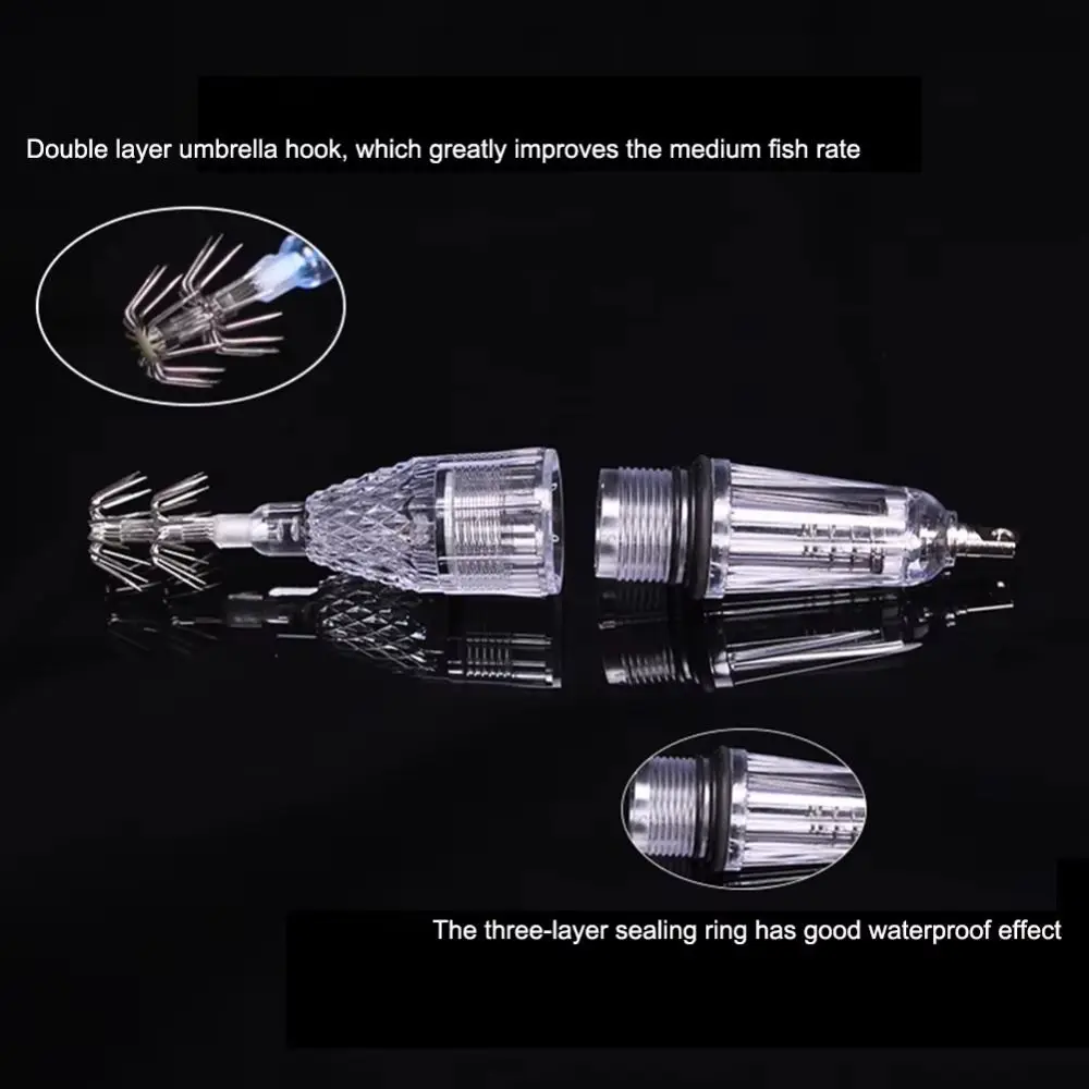 

High Quality Plastic LED Lure Light with Hook 5 Colors 12CM LED Squid Lure Lamp Diamond Shape Flash Lamp Deep Drop Underwater