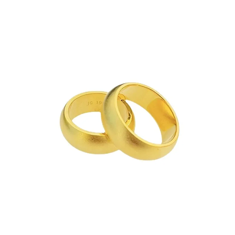 Fylia Jewelry   9999 24K real gold jewelry face matte closed mouth inheritance ring semicolon closed mouth strip ring men and wo view 5