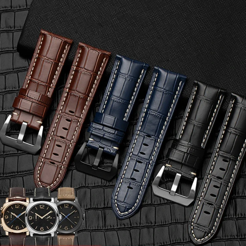 Suitable for Panerai   Watch Strap, European and American matte retro rough Crazy Cow  Strap 22mm26mm