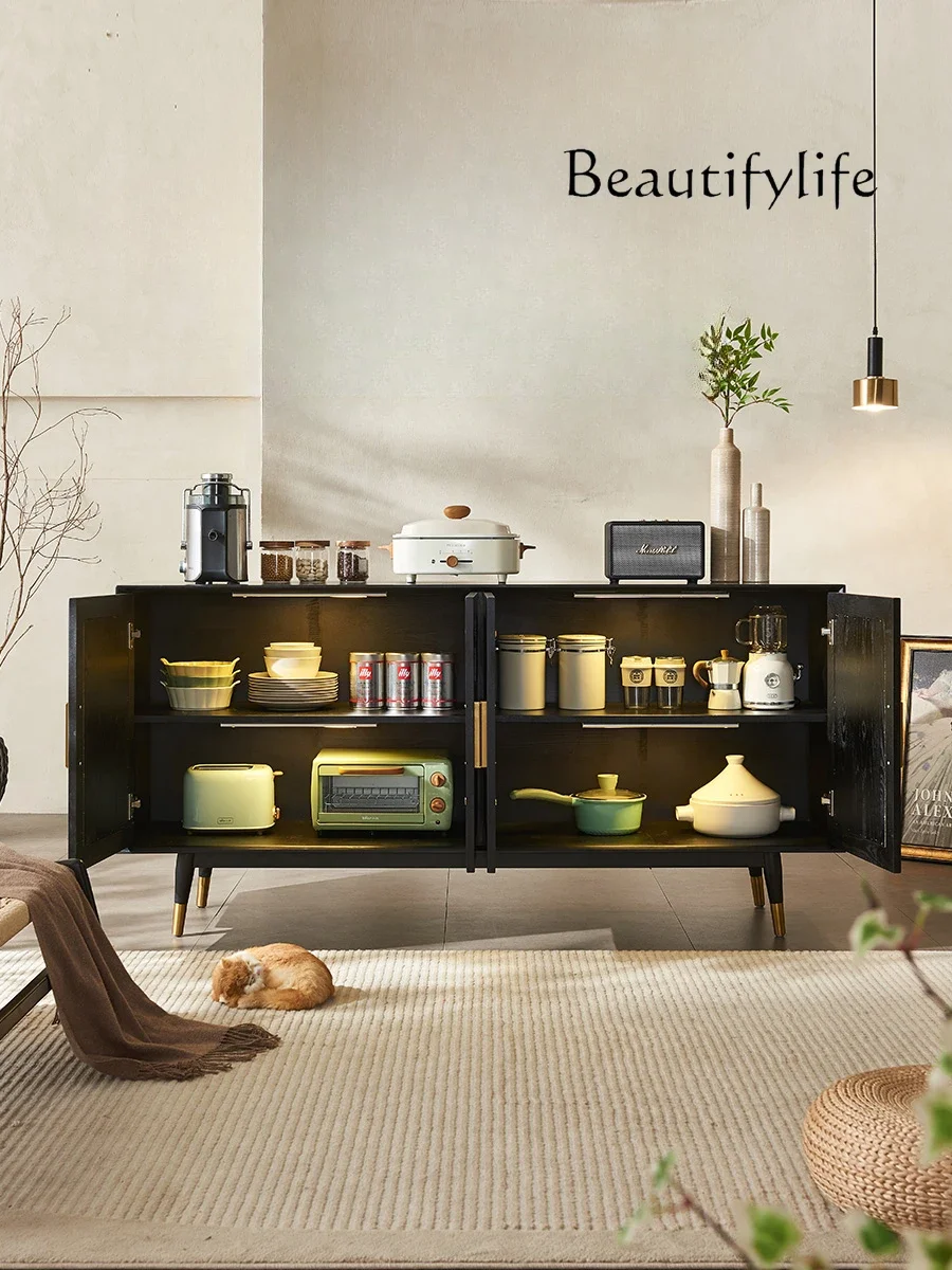 

Nordic Solid Wood Rattan Sideboard Cabinet Home Antique Style Storage Cabinet