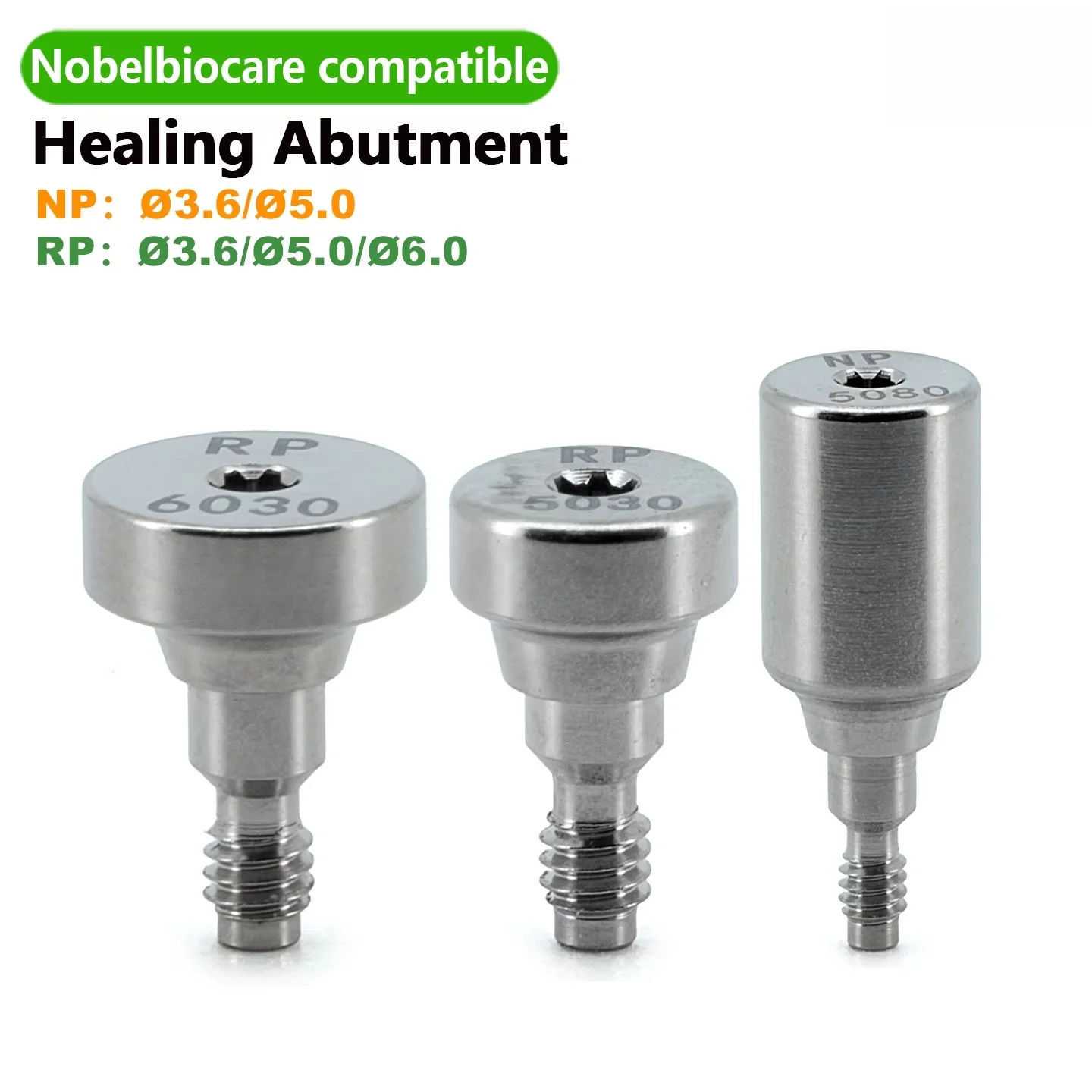 Dental Nobel Biocare Compatible Healing Cap Abutment NP RP Titanium Screw Gingival Former Prosthetic Lab Components
