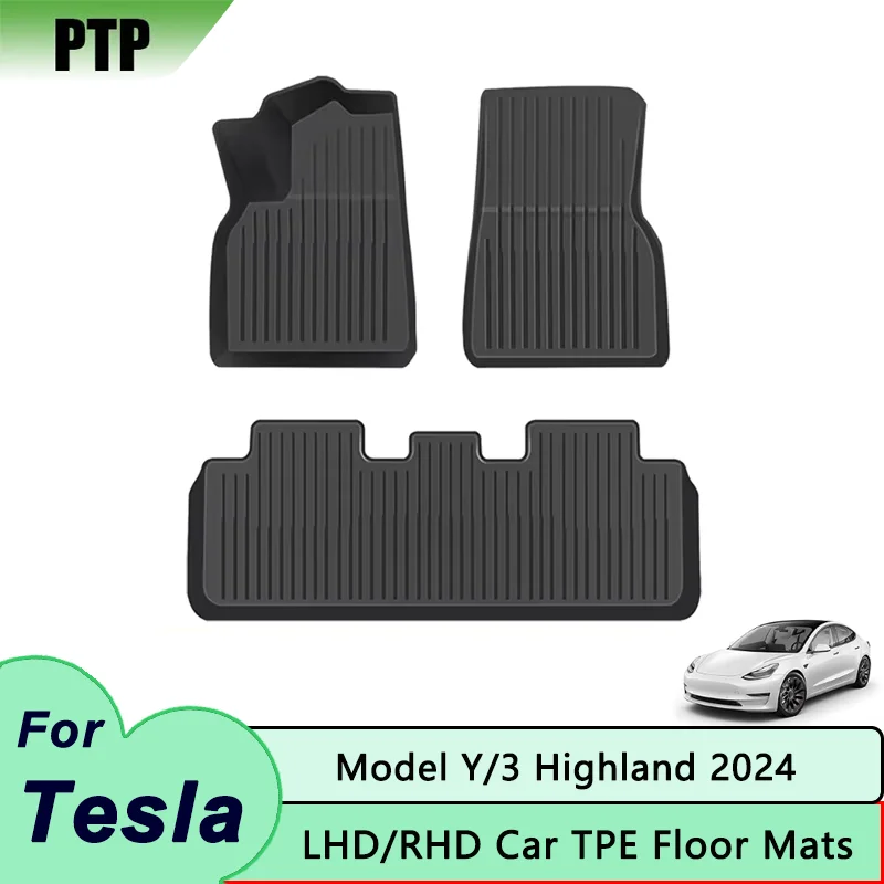 For Tesla Model 3 Highland 2024 Floor Mats TPE All Weather Left Right Driving Waterproof Floor Liners Model Y Car Accessories