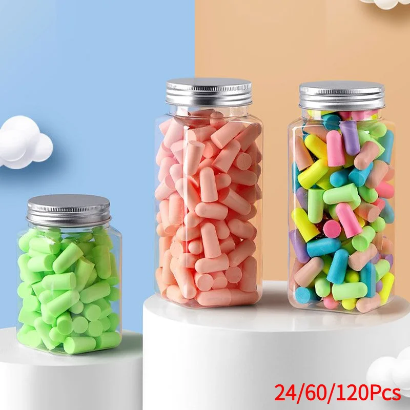 24/60/120Pcs Type Foam Earplugs Anti-Noise Abatement Sleeping Ear Plug Mulitcolor.