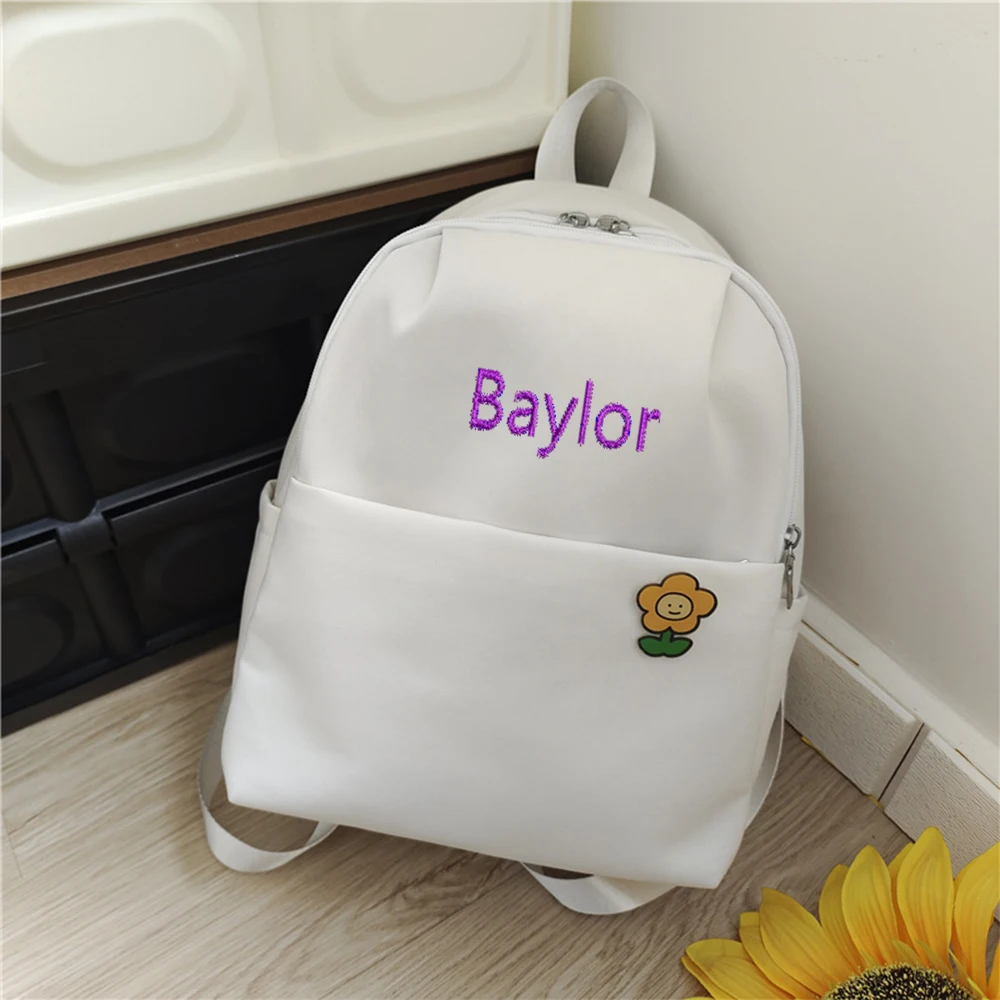 Solid Color Backpack Sturdy Aand Wear-Resistant Multi-Layer Backpack Personalized Nname For Boys And Girls Outdoor Snack Bag