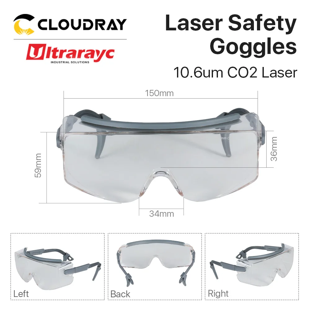 Imagem -03 - Óculos de Segurança Ultrarayc Laser Od6 Mais Óculos de Proteção Transparentes Shield Proteção Eyewear Co2 Laser Machine 10.6um