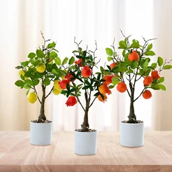 Fake Lemon Orange Pomegranate Fruit Tree Artificial Potted Plants Bonsai Desk Office Bathroom Party Table Centerpiece Home Decor