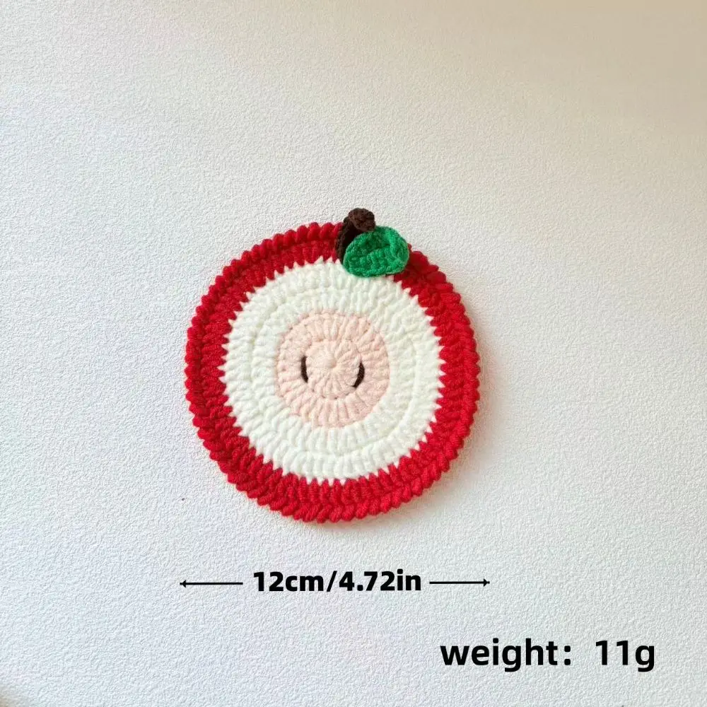 Yarn Crochet Fruit Coasters Fruit Shaped Handmade Crochet Fruit Cup Coasters Heat Insulating Soft Lightweight Knitted Cup Mats
