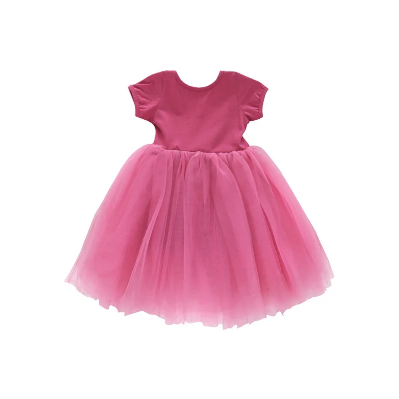 Kids Summer Clothing Tulle Skirt Girls Tulle Dress Children's Short Sleeve Fashionable Princess Dress