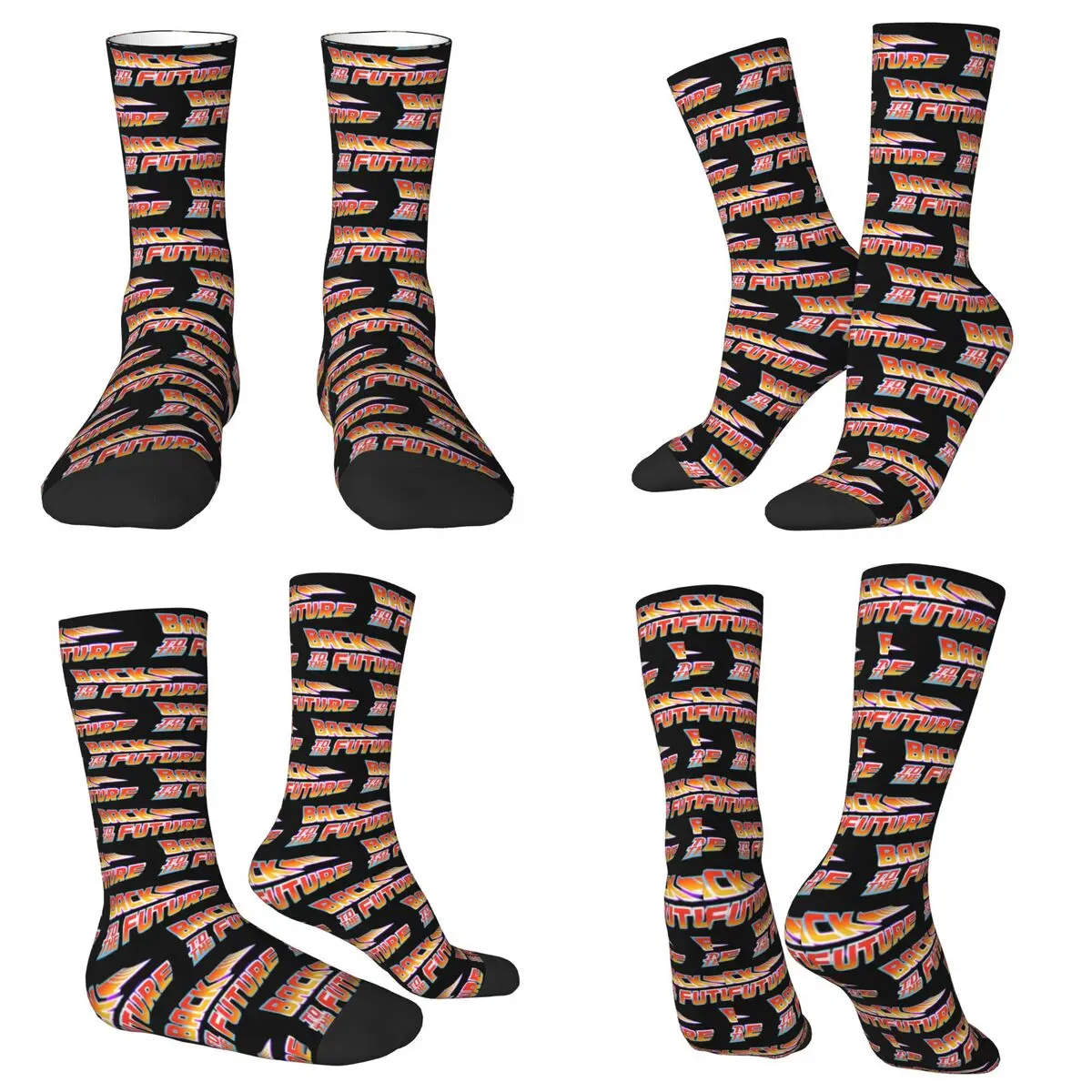All Seasons Crew Stockings Back To The Future Movie Logo Socks Crazy Hip Hop Long Socks for Men Women Valentine's Day Gifts