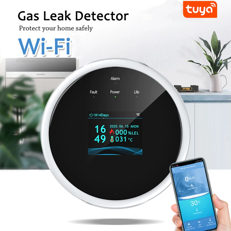 Wifi Natural Gas Sensor Combustible Household Smart LPG Gas Alarm Detector Leakage Sensor Wifi Temperature Detectors