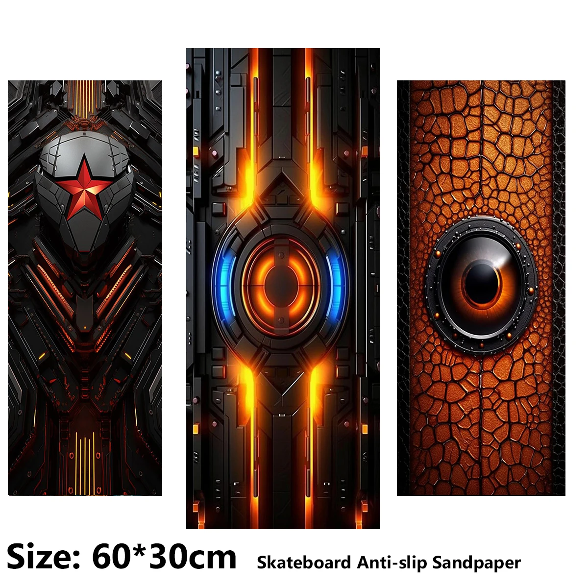 

Five Star Mecha Eyes Pattern Electric Scooter Anti-slip Sticker Sandpaper Skateboard Grip Tape Sheet 60*30cm