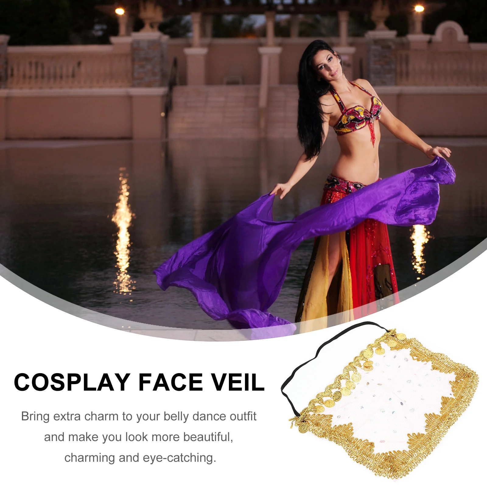 Buiksluier met pailletten verfraaid pure mesh, perfect voor toneelvoorstellingen, cosplay buikdanseres outfitaccessoire