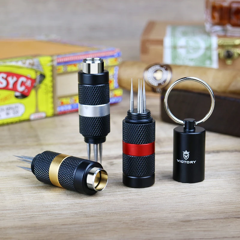 

Portable Cigar Draw Enhancer Cigar Cutter Punch Pocket Metal Holder Bullet Hole Cut with Cigar Drill Needle Tools Gadgets